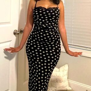 Elegant Black and White Polka Dot Dress
